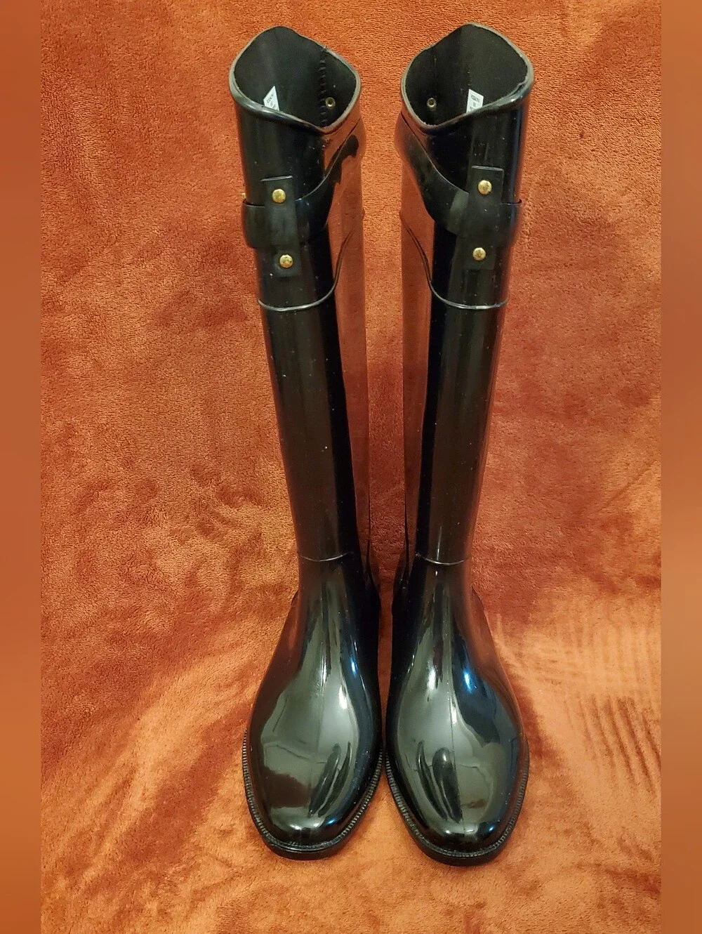 RALPH LAUREN RAIN/RUBBER TALL BLACK BOOTS